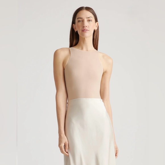 Quince Tops - Quince Second Skin Bodysuit Size Small Sand NWT